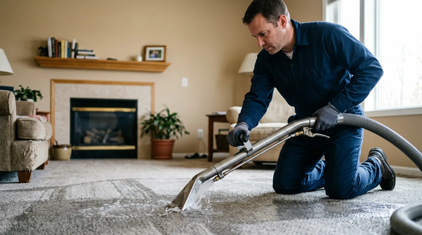 Water damage restoration technician working near Wright, MN